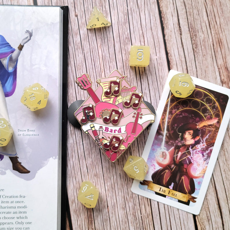 Bard Bardic Inspiration Magnetic Enamel Pin - Geeky merchandise for people who play D&D - Merch to wear and cute accessories and stationery Paola&