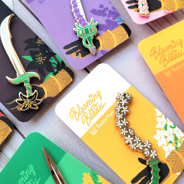 The Blooming Blades Enamel Pin Collection