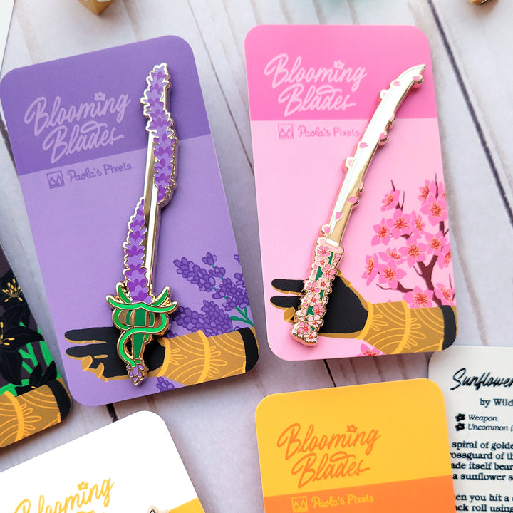 The Blooming Blades Enamel Pin Collection