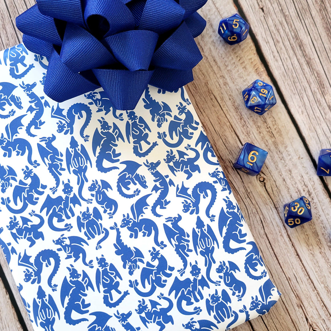 Blue Dragons Wrapping Paper Sheets