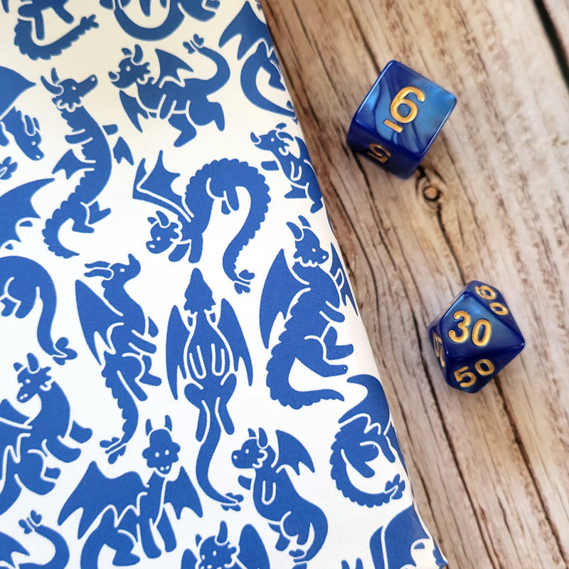 Blue Dragons Wrapping Paper Sheets