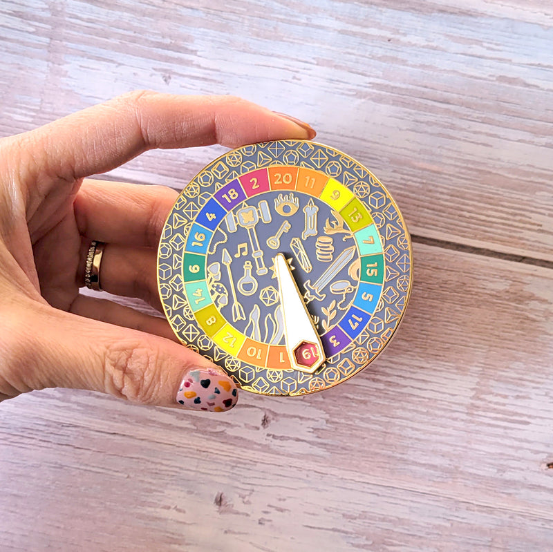Seconds Sale! d20 Spinner Enamel Pin
