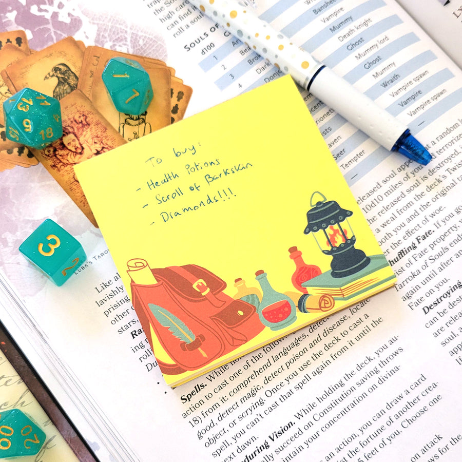 Adventurer's Desk Notepad - Geeky merchandise for people who play D&D - Merch to wear and cute accessories and stationery Paola's Pixels