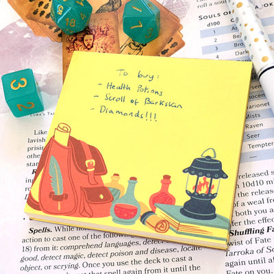 Adventurer's Desk Notepad - Geeky merchandise for people who play D&D - Merch to wear and cute accessories and stationery Paola's Pixels