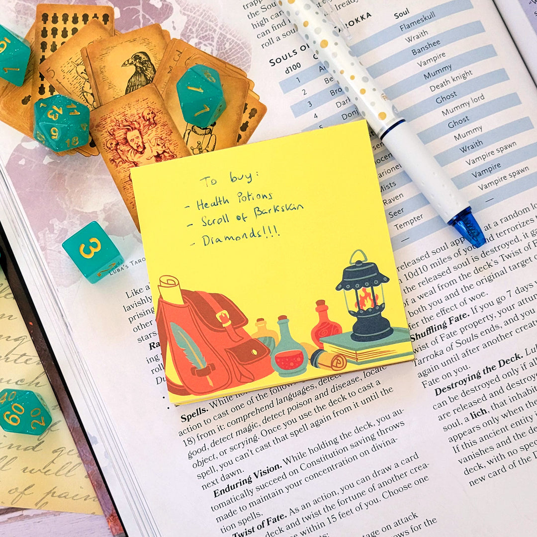 Adventurer's Desk Notepad - Geeky merchandise for people who play D&D - Merch to wear and cute accessories and stationery Paola's Pixels