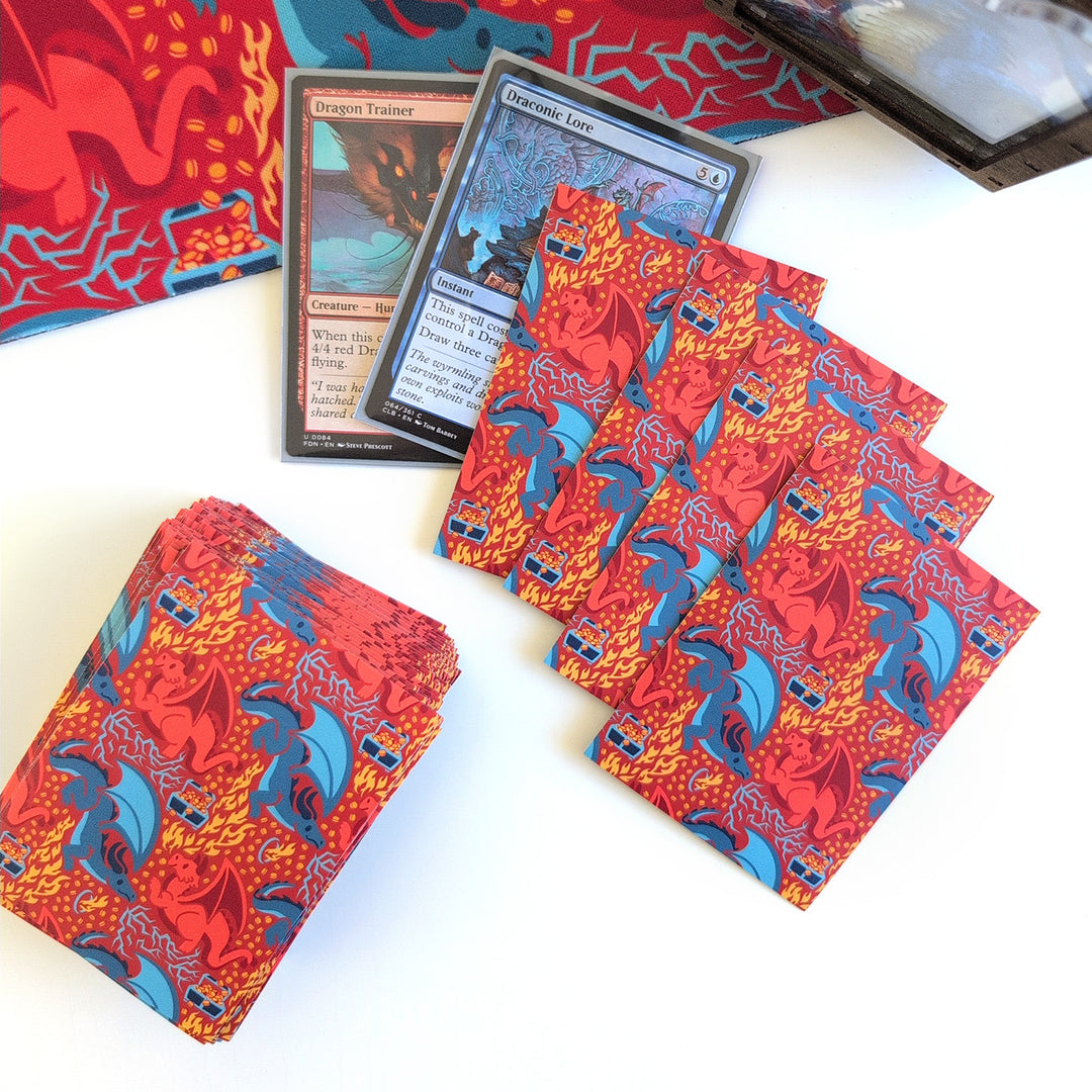 Red and Blue Dragons Card Sleeves