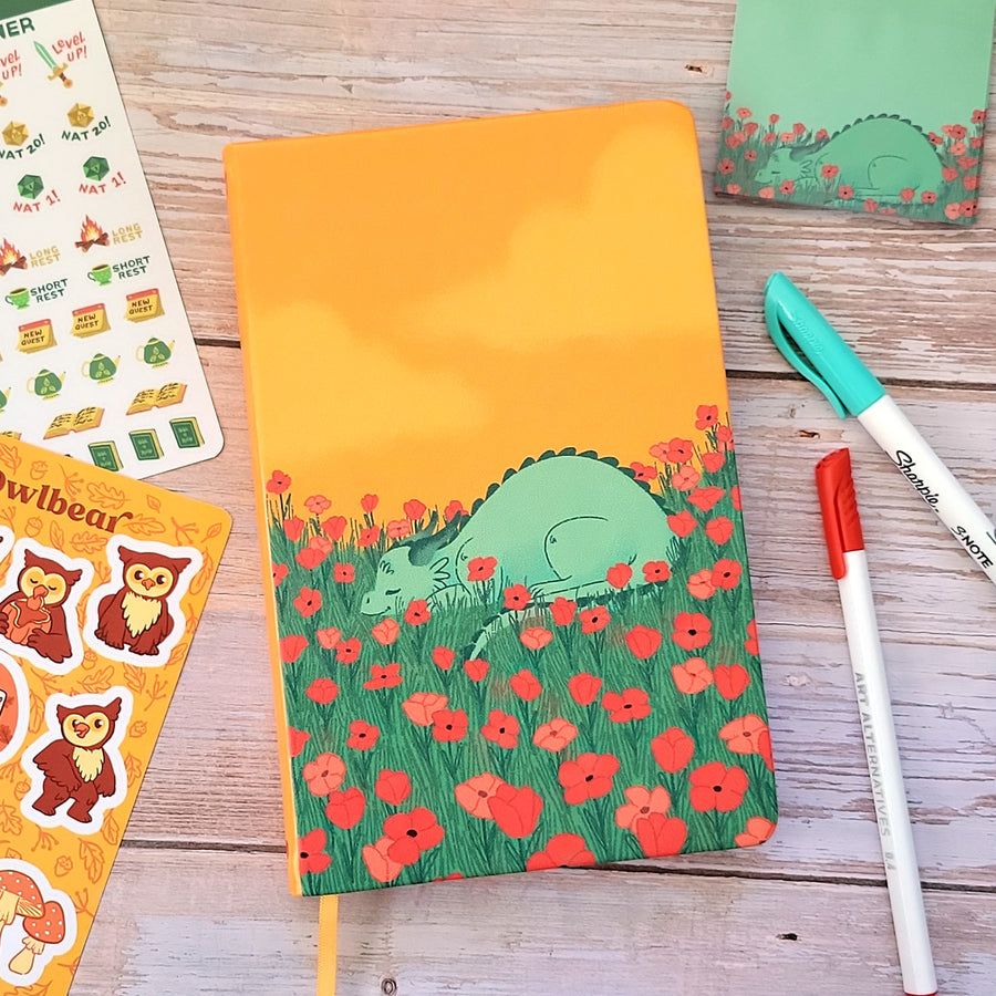 Dragon Dot Grid Journal - Geeky merchandise for people who play D&D - Merch to wear and cute accessories and stationery Paola's Pixels