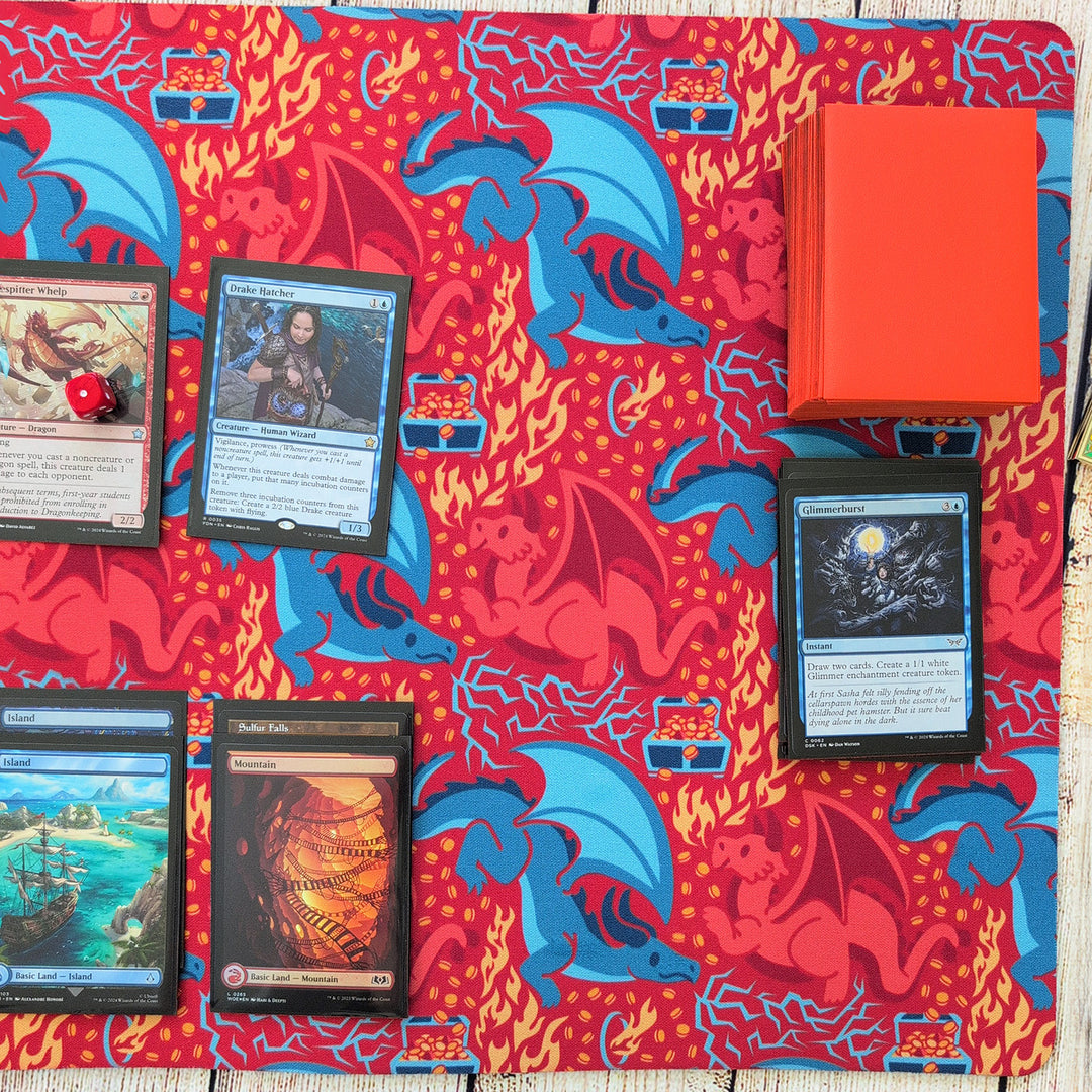 Red and Blue Dragons Playmat