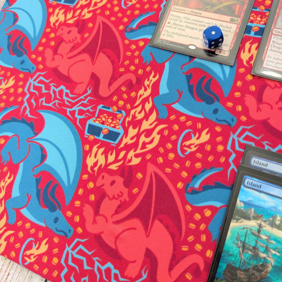 Red and Blue Dragons Playmat