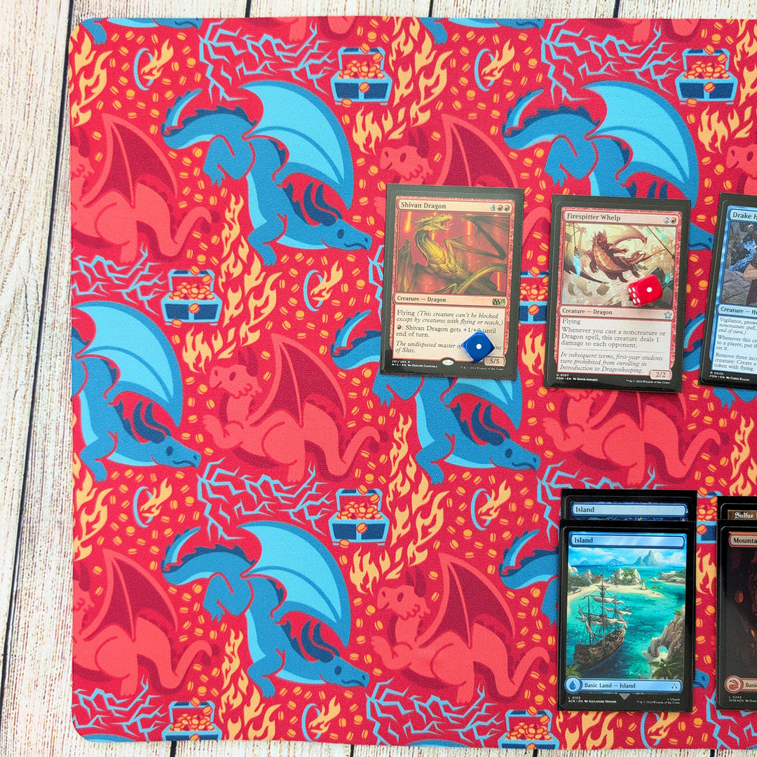 Red and Blue Dragons Playmat