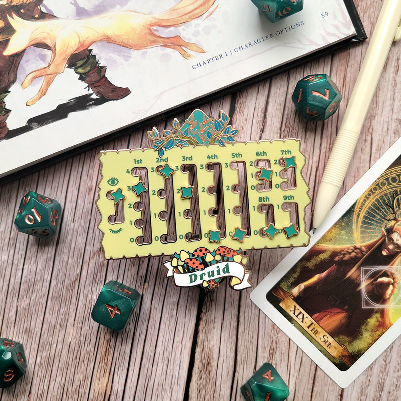 Druid Spell Slot Tracker Enamel Pin - Geeky merchandise for people who play D&D - Merch to wear and cute accessories and stationery Paola&