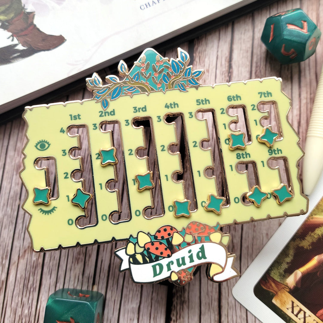 Druid Spell Slot Tracker Enamel Pin - Geeky merchandise for people who play D&D - Merch to wear and cute accessories and stationery Paola's Pixels