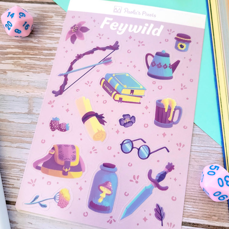 Feywild Sticker Sheet - Geeky merchandise for people who play D&D - Merch to wear and cute accessories and stationery Paola&