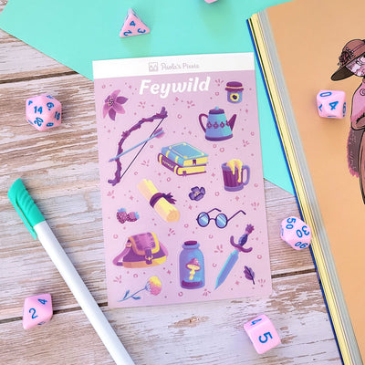 Feywild Sticker Sheet - Geeky merchandise for people who play D&D - Merch to wear and cute accessories and stationery Paola's Pixels