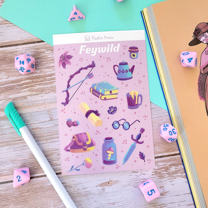 Feywild Sticker Sheet - Geeky merchandise for people who play D&D - Merch to wear and cute accessories and stationery Paola&