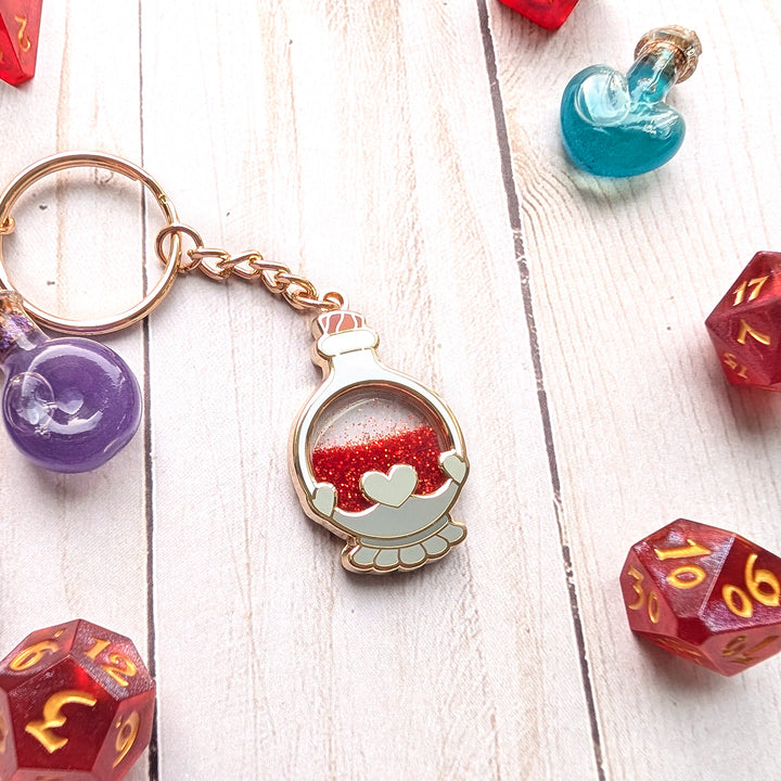 Health Potion Glitter Keychain