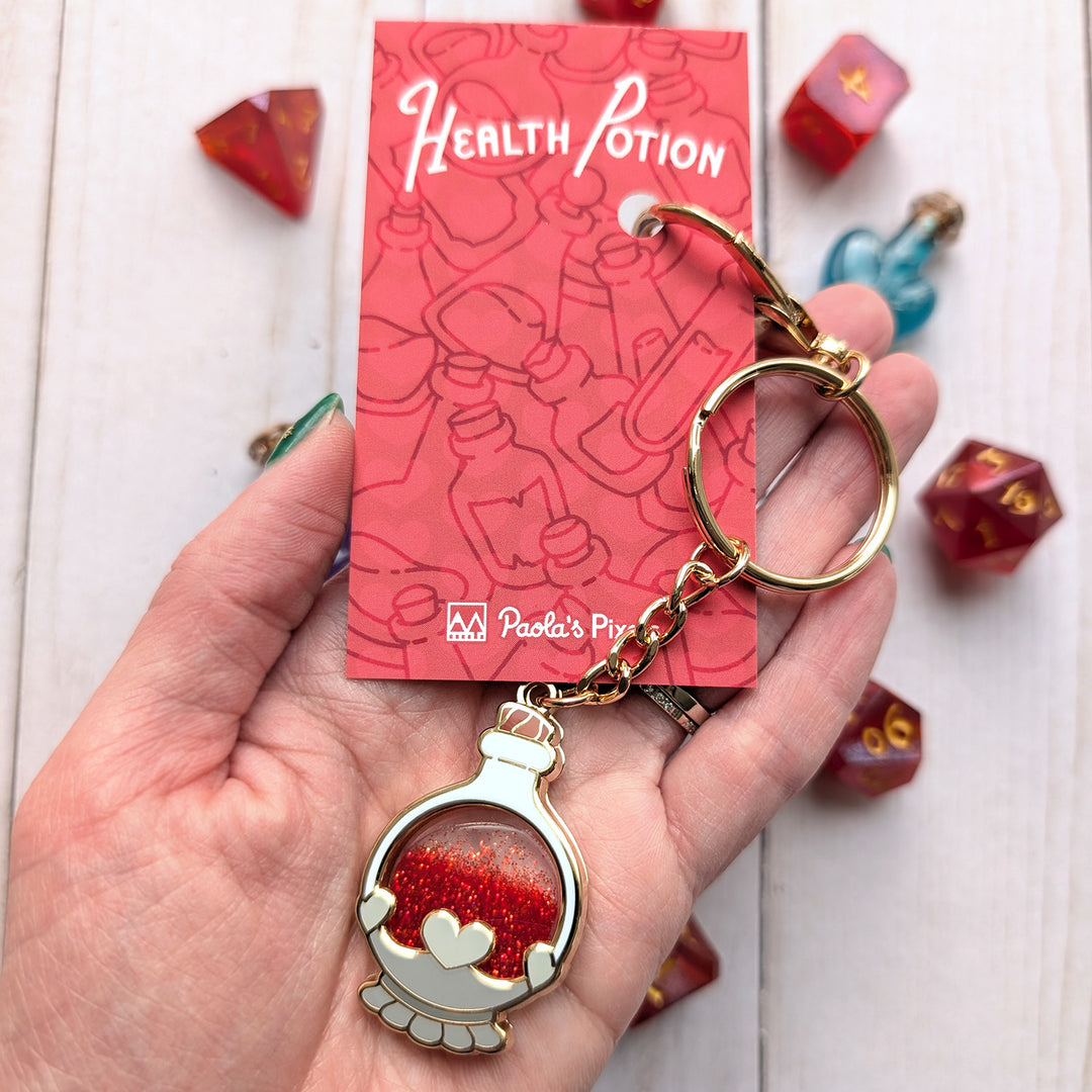 Health Potion Glitter Keychain