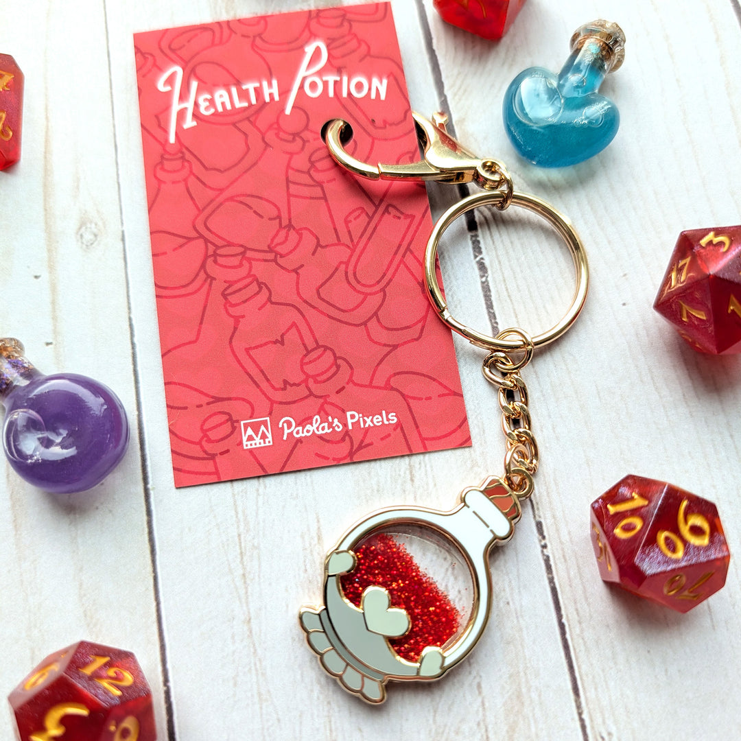 Health Potion Glitter Keychain