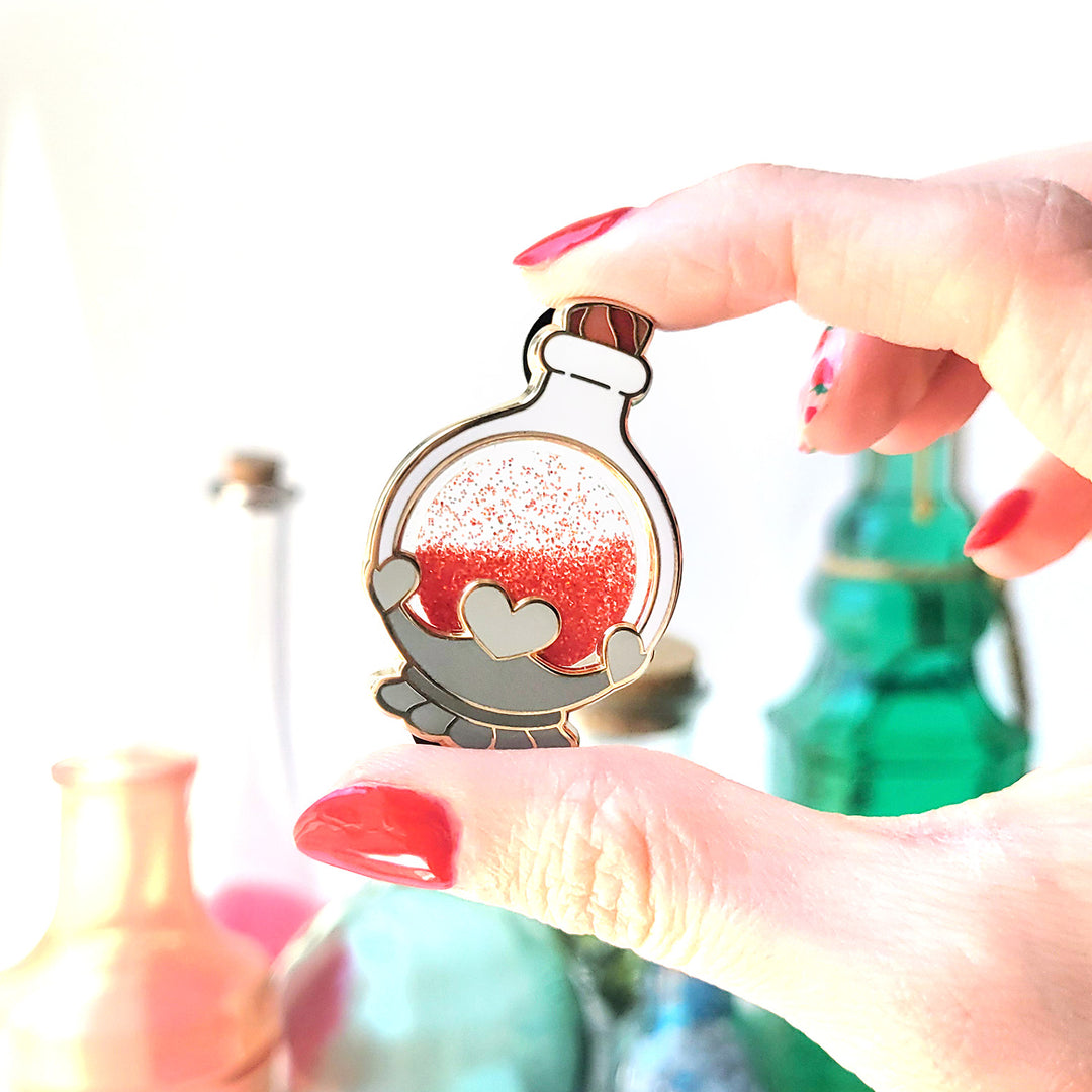 Health Potion Glitter Pin