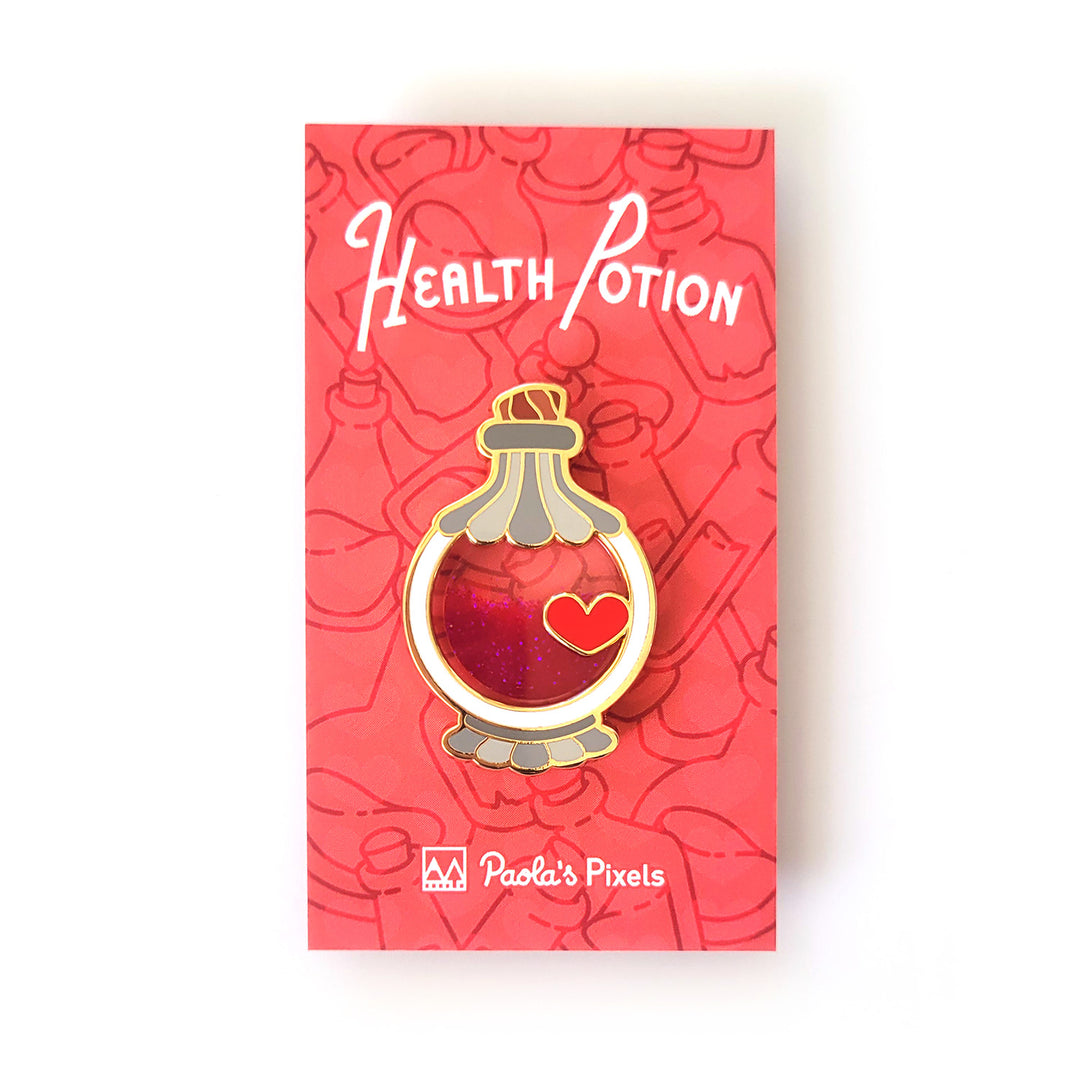 Health Potion Glitter Pin