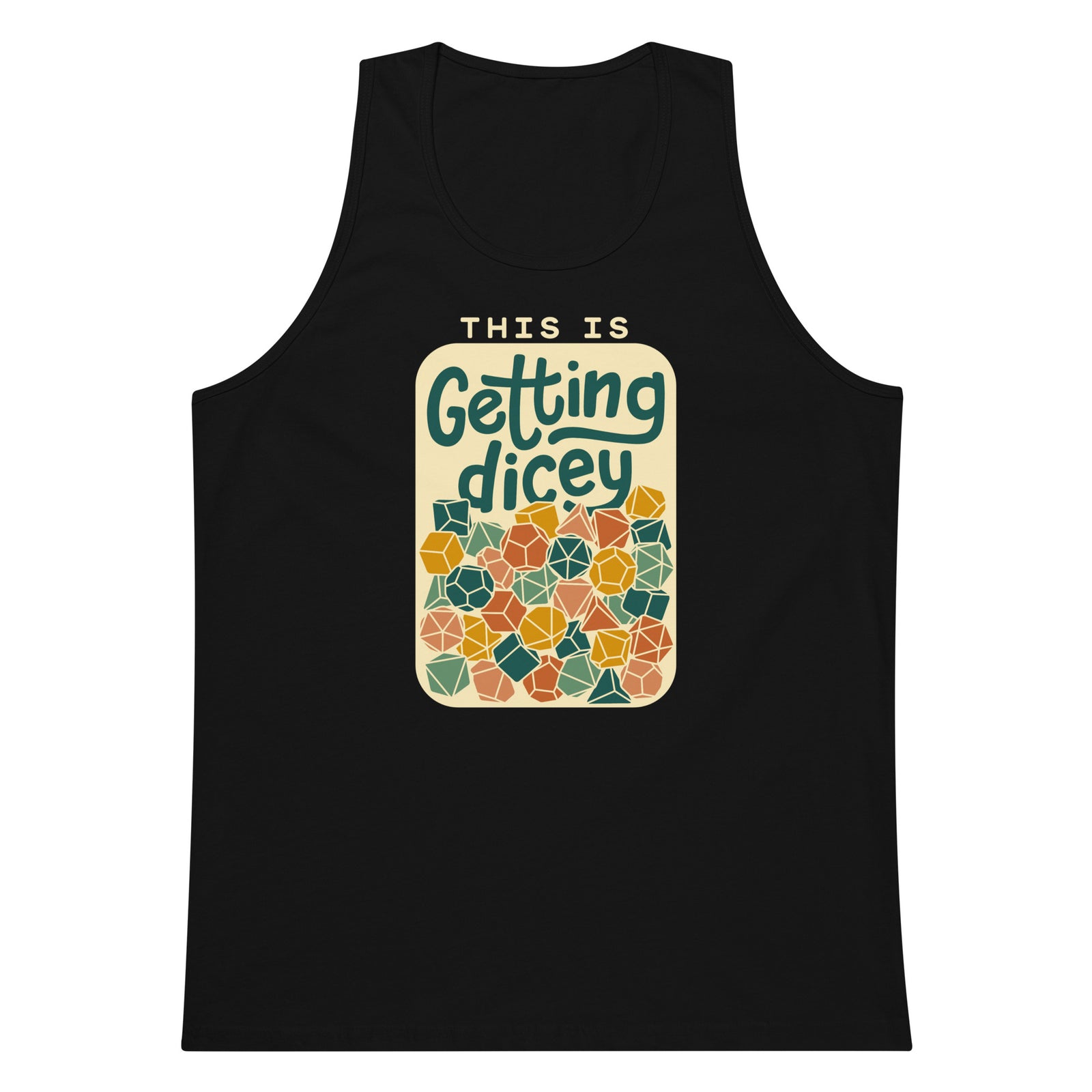 This Is Getting Dicey Tank Top - Geeky merchandise for people who play D&D - Merch to wear and cute accessories and stationery Paola's Pixels