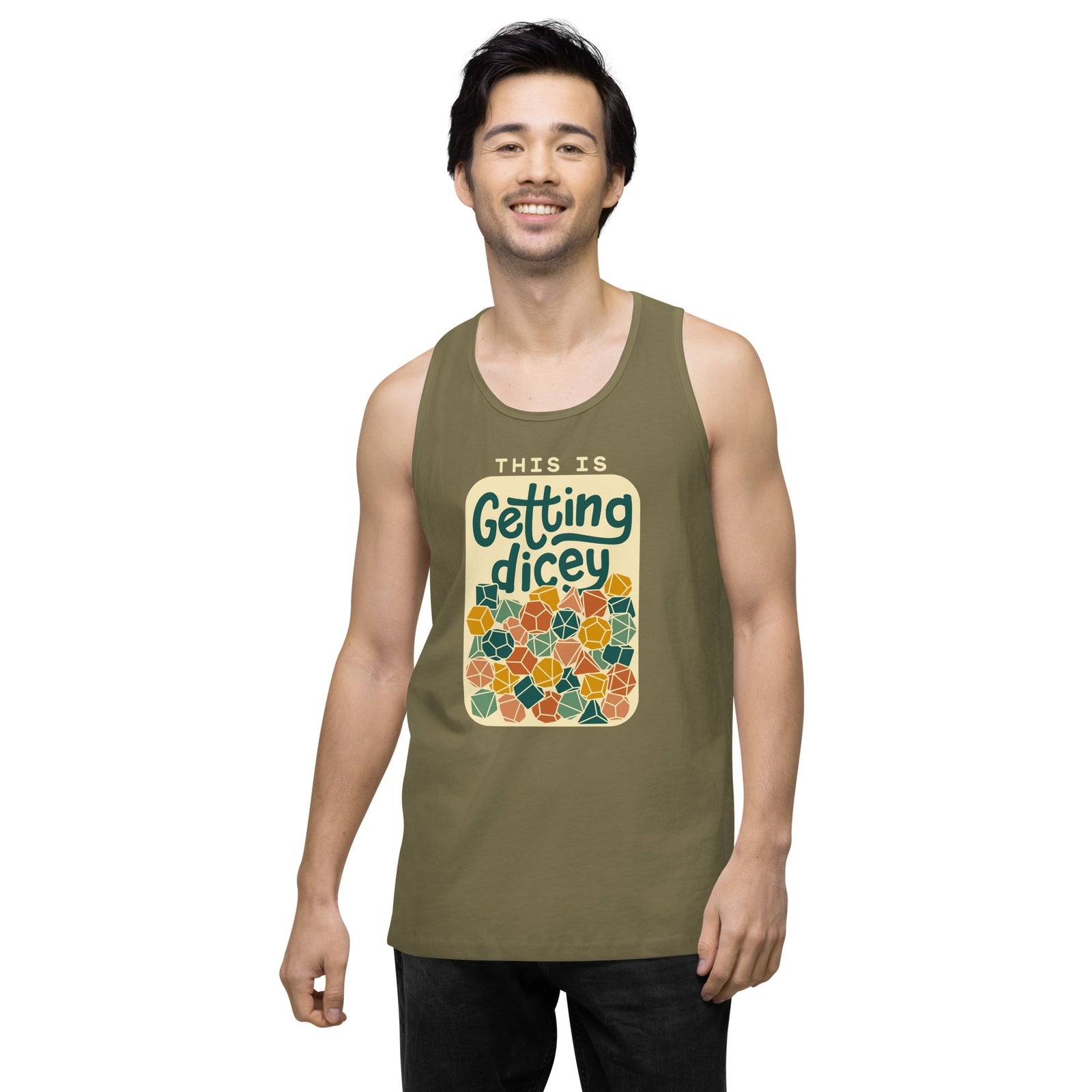 This Is Getting Dicey Tank Top - Geeky merchandise for people who play D&D - Merch to wear and cute accessories and stationery Paola's Pixels