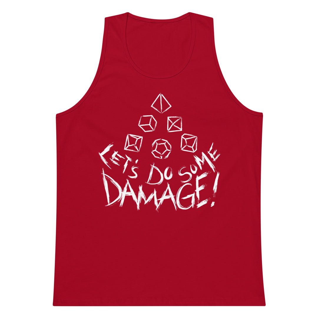White Let's Do Some Damage Tank Top - Geeky merchandise for people who play D&D - Merch to wear and cute accessories and stationery Paola's Pixels