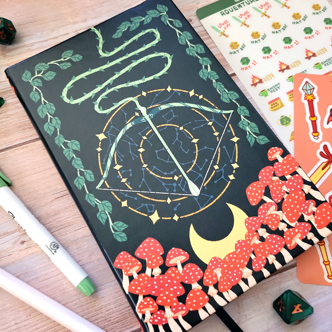 Dark Forest Dot Grid Journal - Geeky merchandise for people who play D&D - Merch to wear and cute accessories and stationery Paola's Pixels