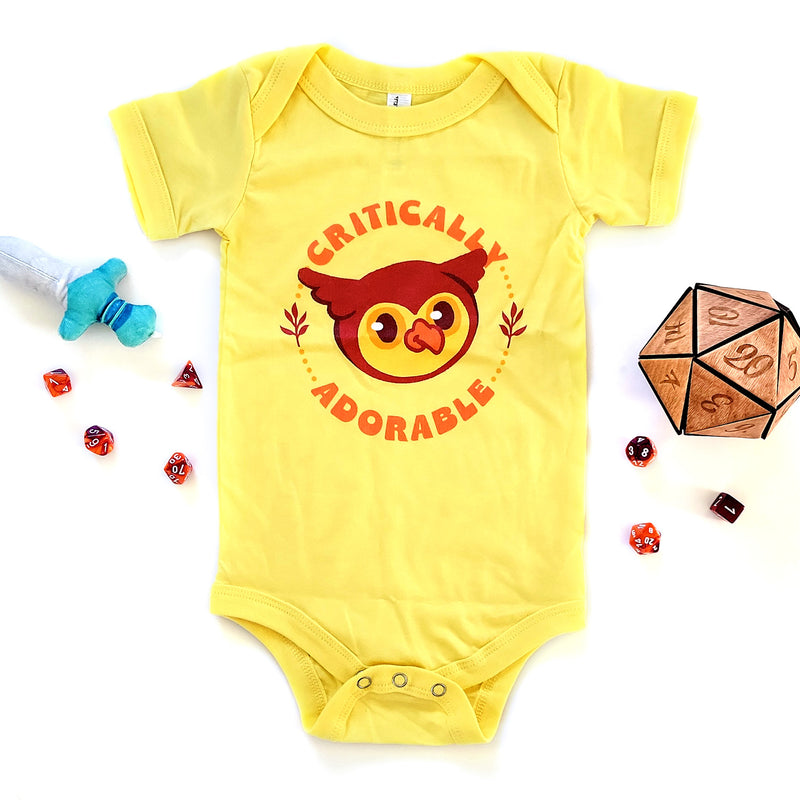 Critically Adorable Owlbear Baby One Piece - Geeky merchandise for people who play D&D - Merch to wear and cute accessories and stationery Paola&