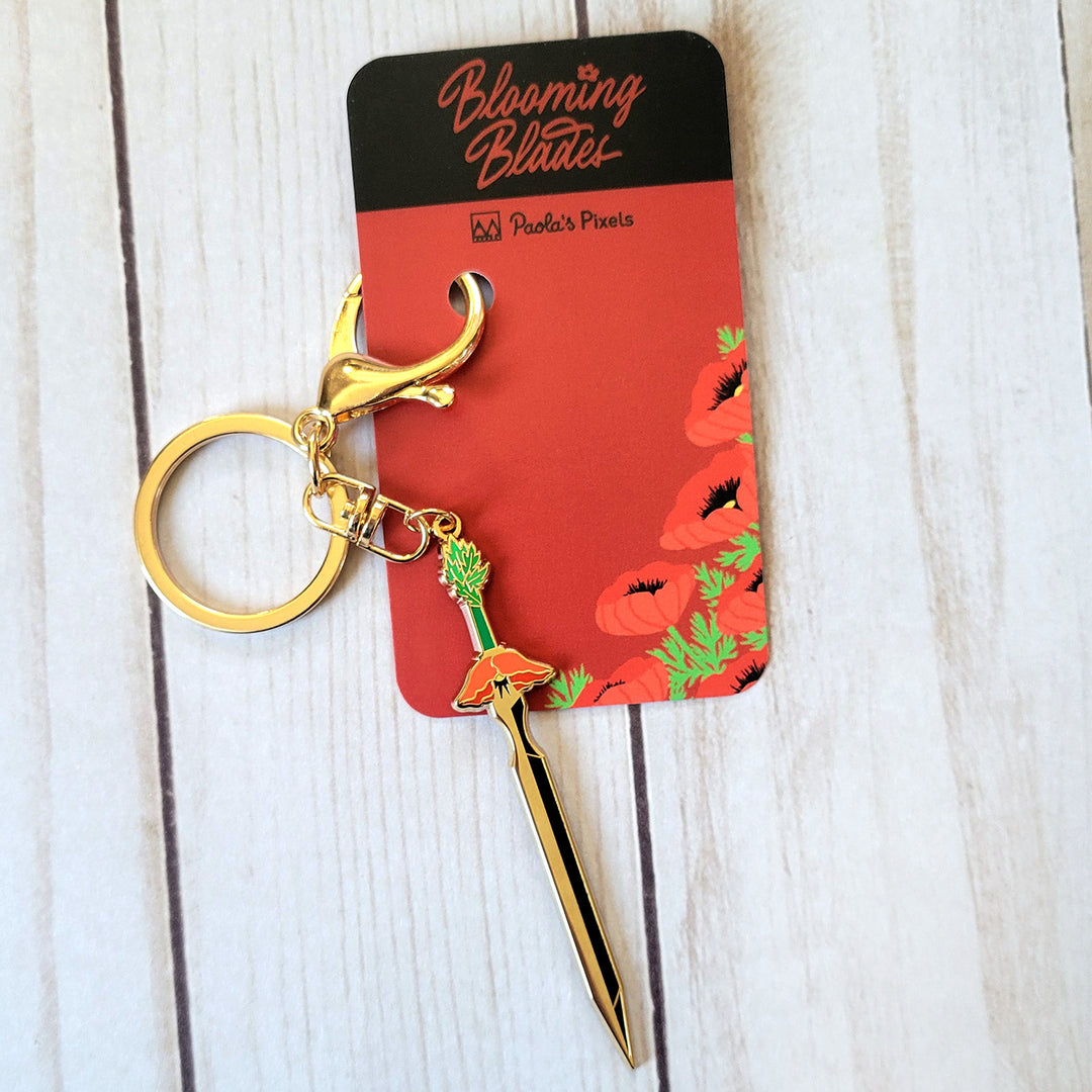 Poppy Longsword Enamel Keychain