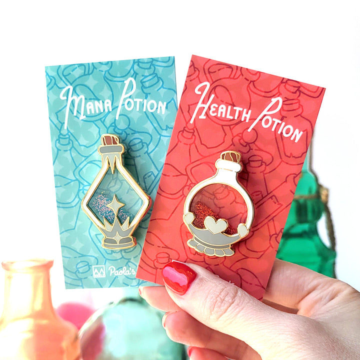 Health Potion Glitter Pin