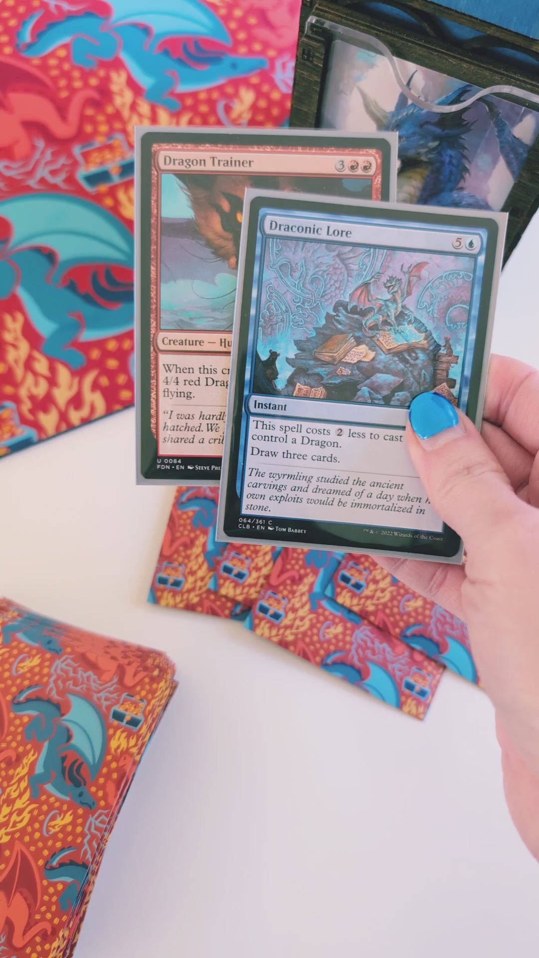 Red and Blue Dragons Card Sleeves