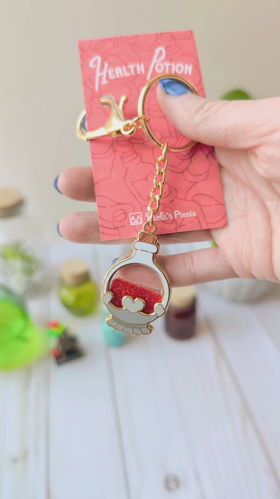 Health Potion Glitter Keychain