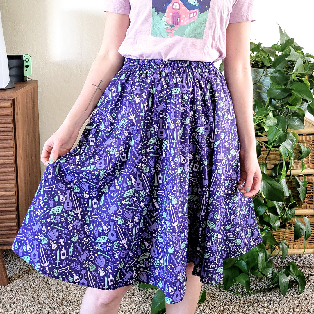Purple Dungeon Academia Midi Skirt