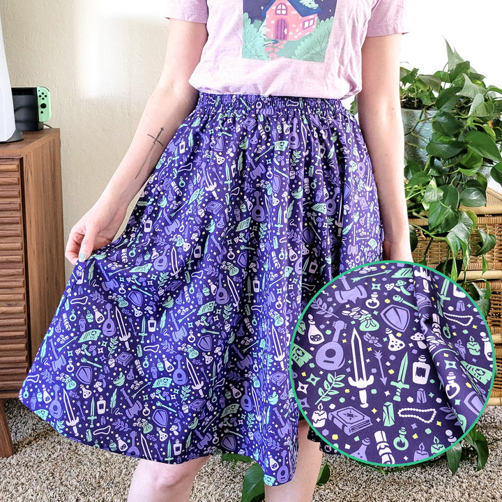 Purple Dungeon Academia Midi Skirt