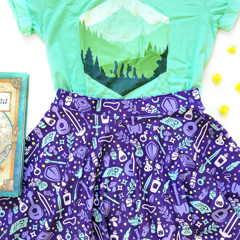 Purple Dungeon Academia Skater Skirt