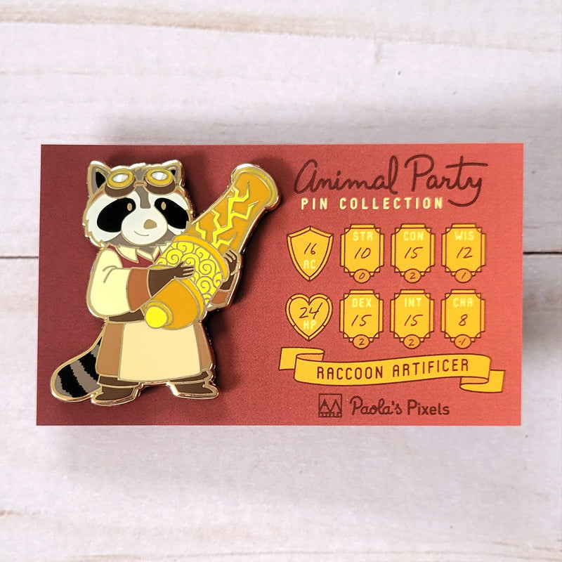 Raccoon Artificer Enamel Pin
