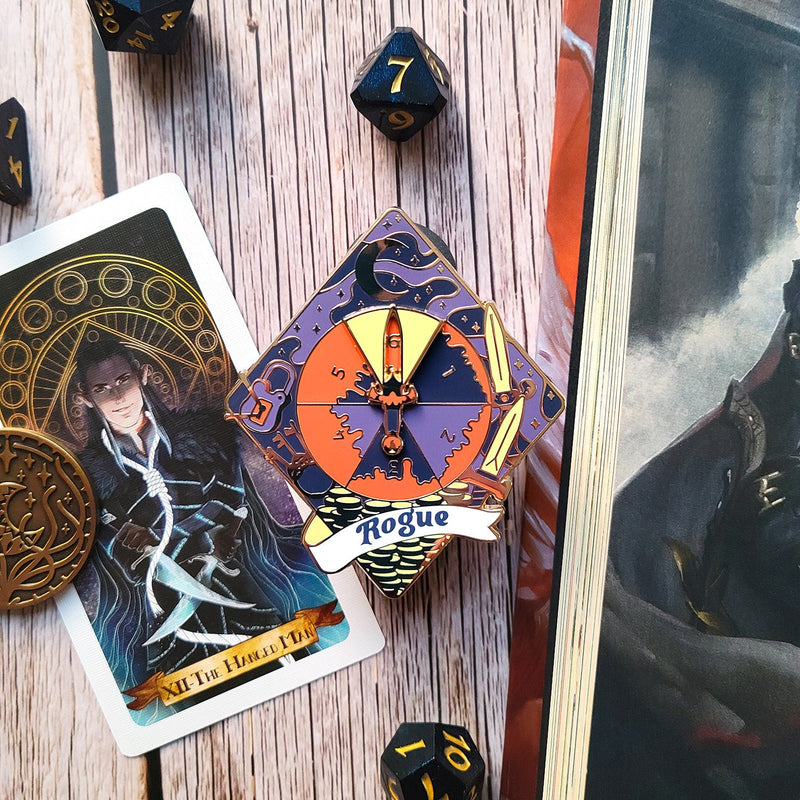 Rogue Sneak Attack Spinner Enamel Pin - Geeky merchandise for people who play D&D - Merch to wear and cute accessories and stationery Paola&