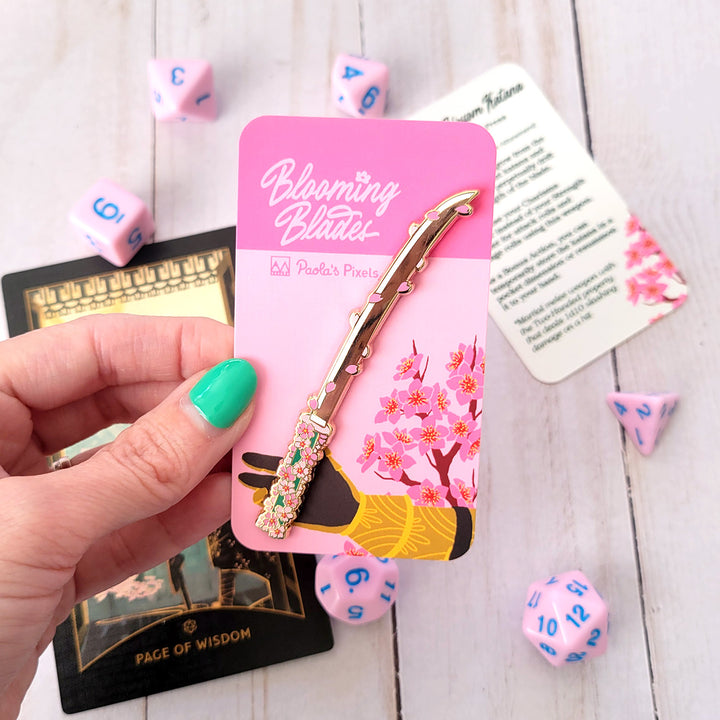 Cherry Blossom Katana Enamel Pin