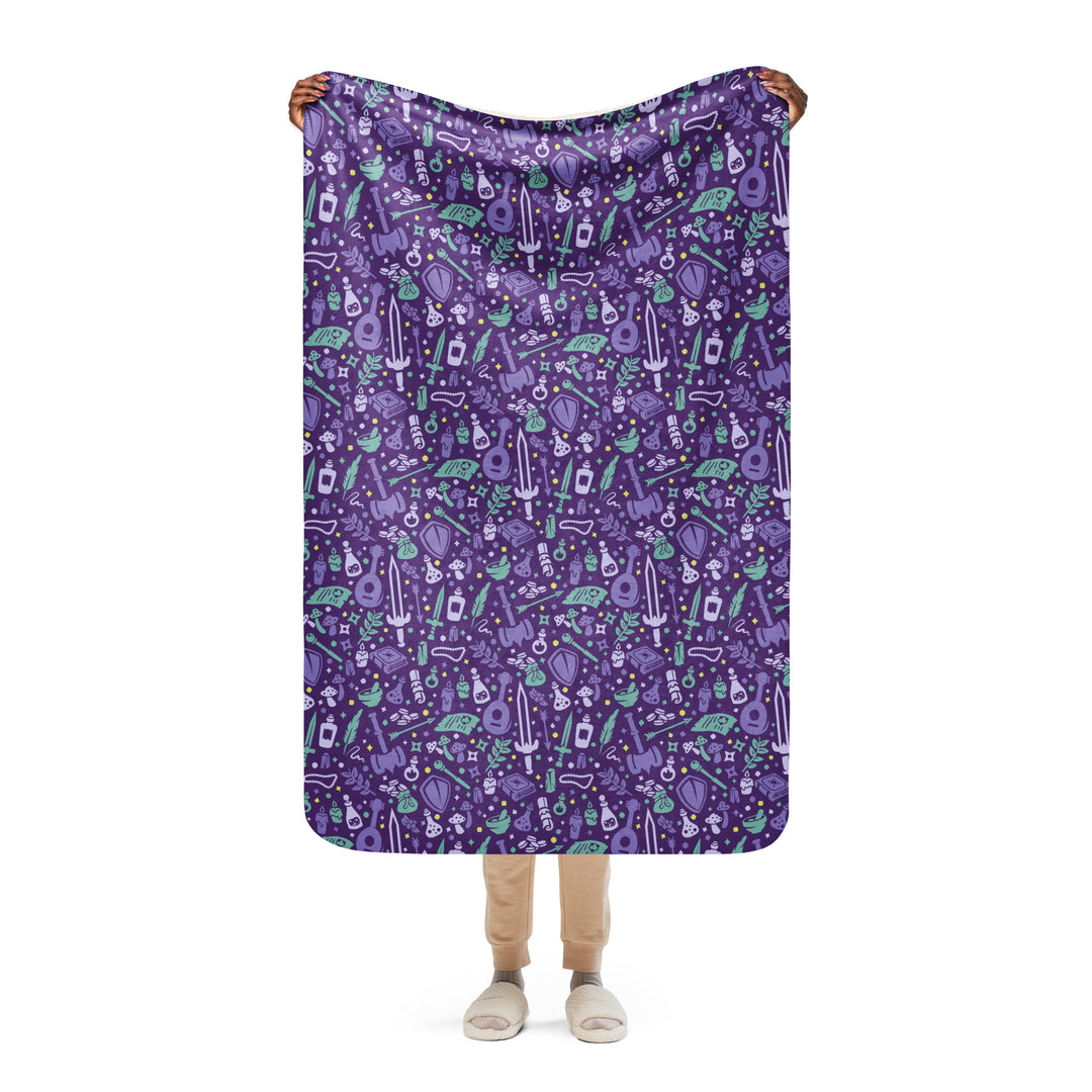 Purple Dungeon Academia Sherpa blanket