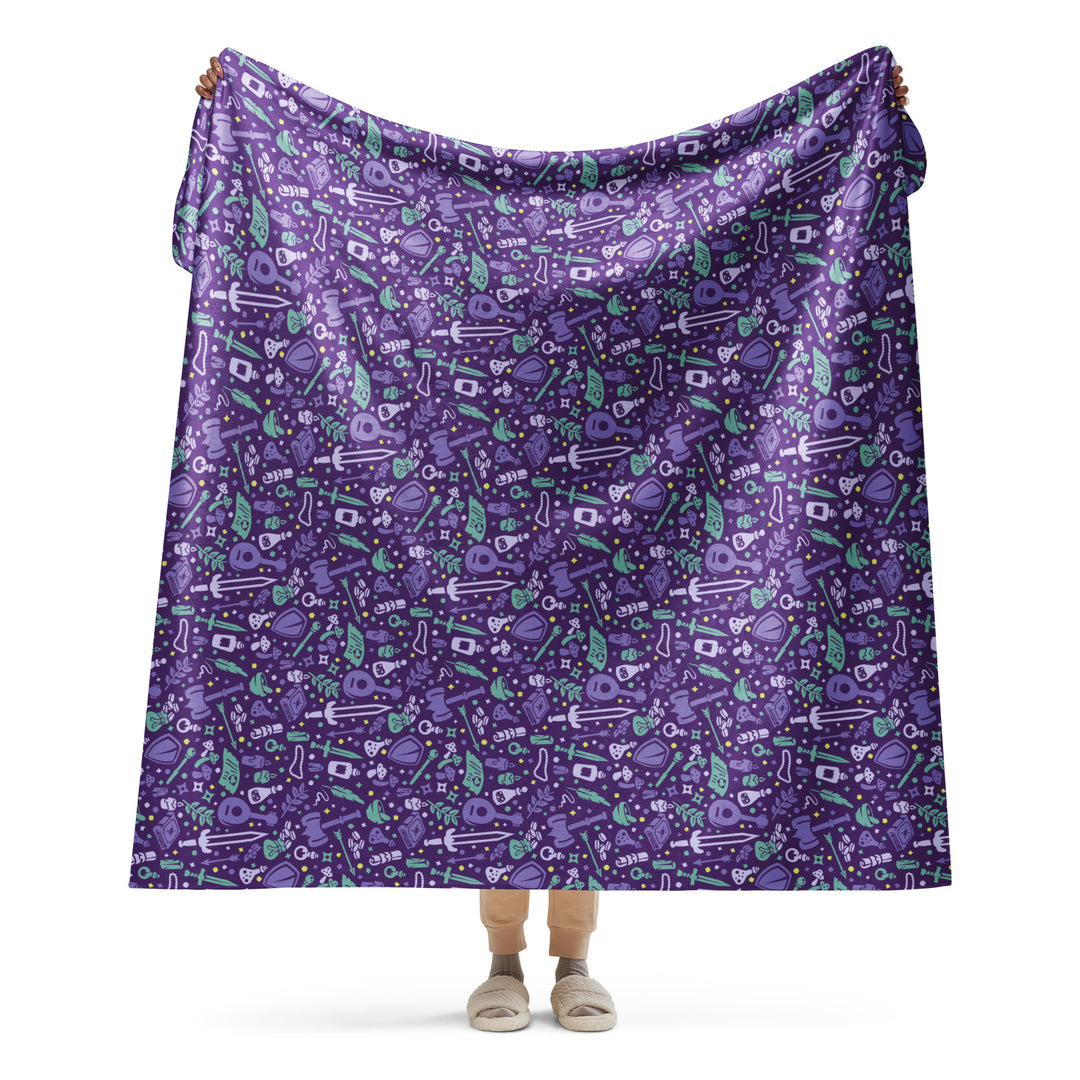Purple Dungeon Academia Sherpa blanket