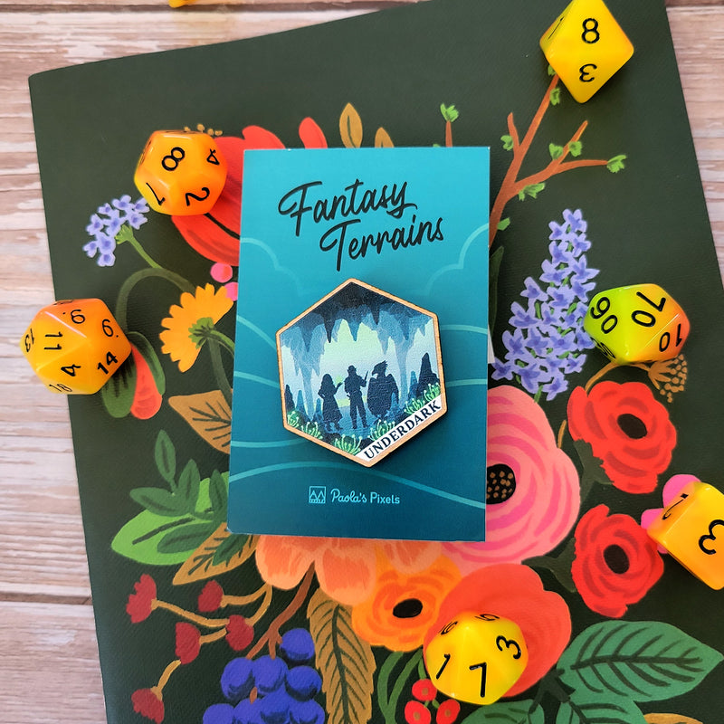 Underdark Terrain Wooden Pin - Geeky merchandise for people who play D&D - Merch to wear and cute accessories and stationery Paola&