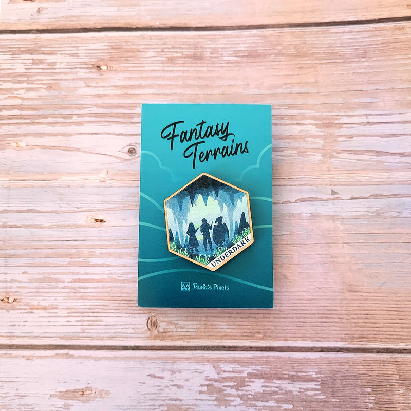 Underdark Terrain Wooden Pin - Geeky merchandise for people who play D&D - Merch to wear and cute accessories and stationery Paola&