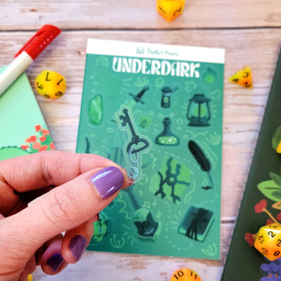 Underdark Sticker Sheet - Geeky merchandise for people who play D&D - Merch to wear and cute accessories and stationery Paola's Pixels