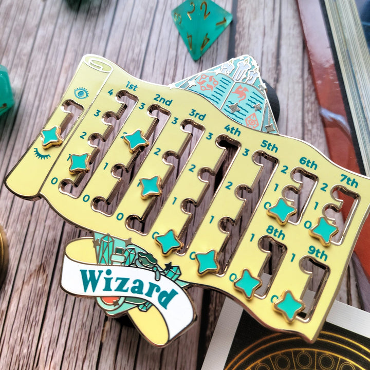 Wizard Spell Slot Tracker Enamel Pin - Geeky merchandise for people who play D&D - Merch to wear and cute accessories and stationery Paola's Pixels