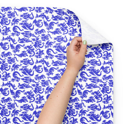 Blue Dragons Wrapping Paper Sheets