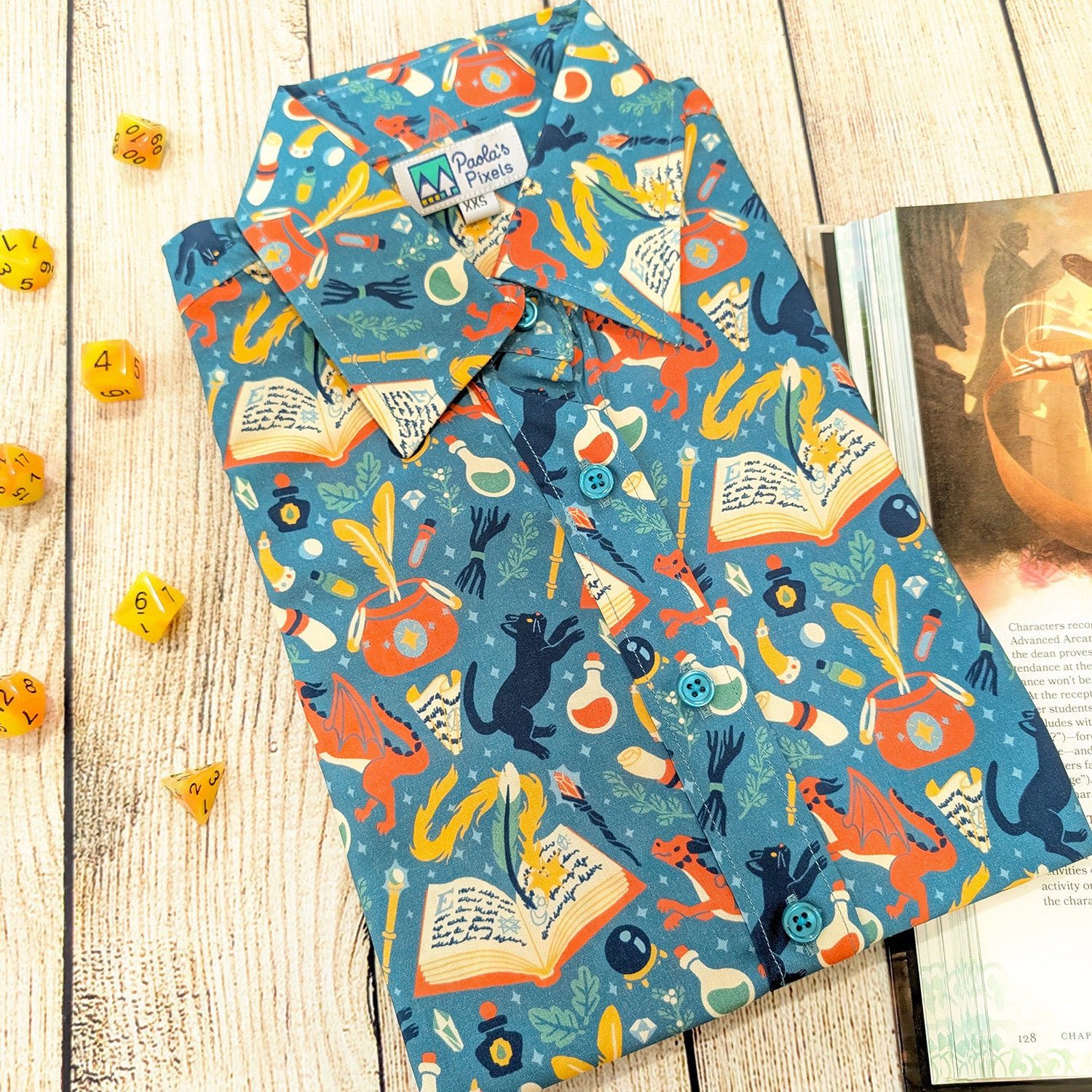 ΠΚΑ マルーン XL シャツ Wizard's Workshop Women's Button Up – Paola's Pixels