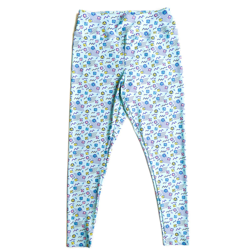 90s Dice Leggings - Geeky merchandise for people who play D&D - Merch to wear and cute accessories and stationery Paola&