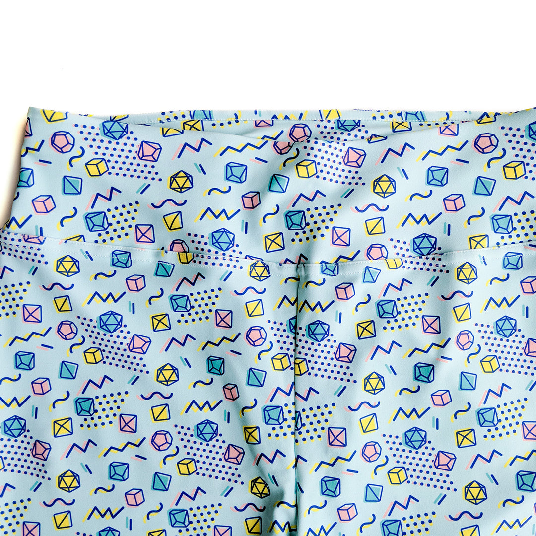 90s Dice Leggings - Geeky merchandise for people who play D&D - Merch to wear and cute accessories and stationery Paola's Pixels