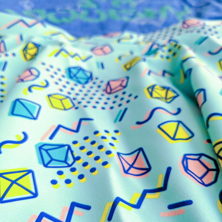 90s Dice Skater Skirt - Geeky merchandise for people who play D&D - Merch to wear and cute accessories and stationery Paola's Pixels